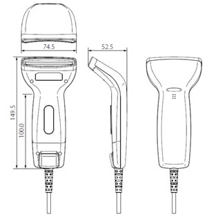 MODEL C-37 65mm幅バーコードタッチスキャナ 外形寸法図